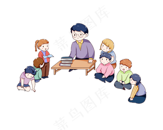 手绘卡通教师节教书场景