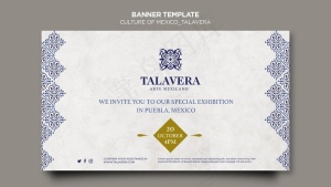 墨西哥文化talavera横幅banner模板