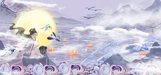 浪漫古风七夕银河边牛郎织女相会