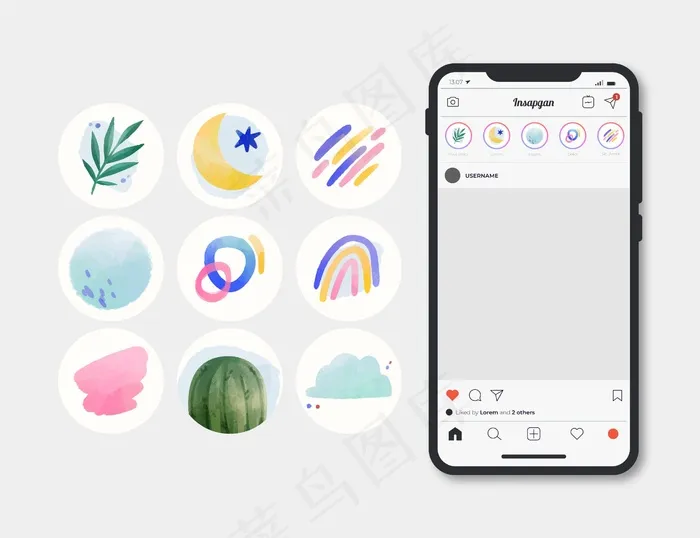 水彩模板精选集eps,ai矢量模版下载