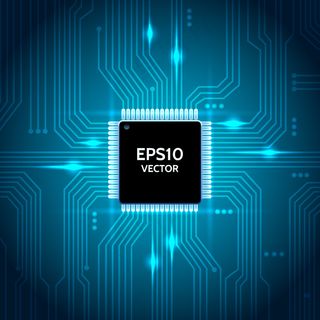 电路板矢量背景。处理器和芯片，工程和技术，主板和计算机设计