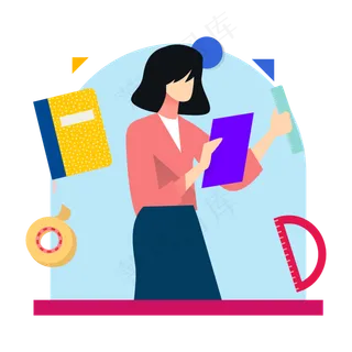 扁平风教师节女老师元素