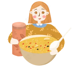 卡通手绘秋季女孩养生食物南瓜小