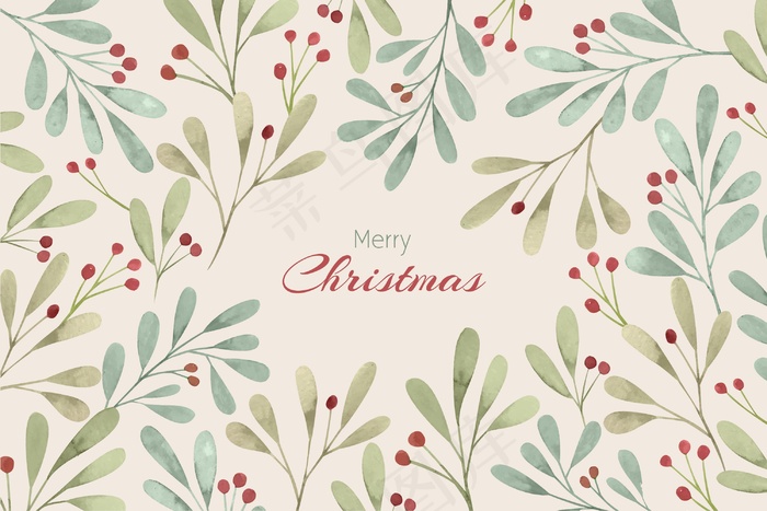 水彩画圣诞背景