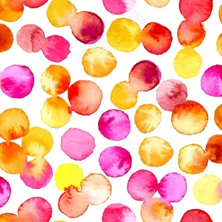 彩色手绘水彩画圆点图案