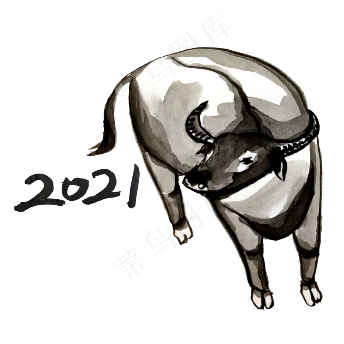 水墨2021牛年(3000X3000(DPI:300))psd模版下载