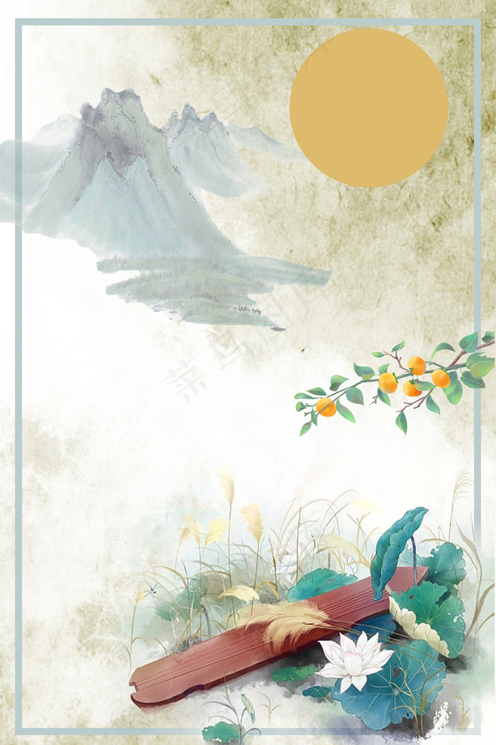 彩色水墨创意白露装饰背景