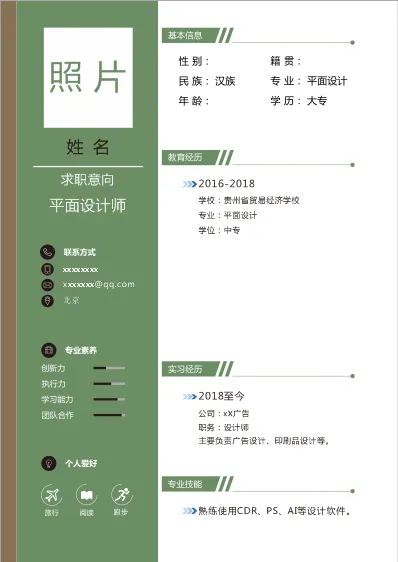 个性个人简历cdr矢量模版下载