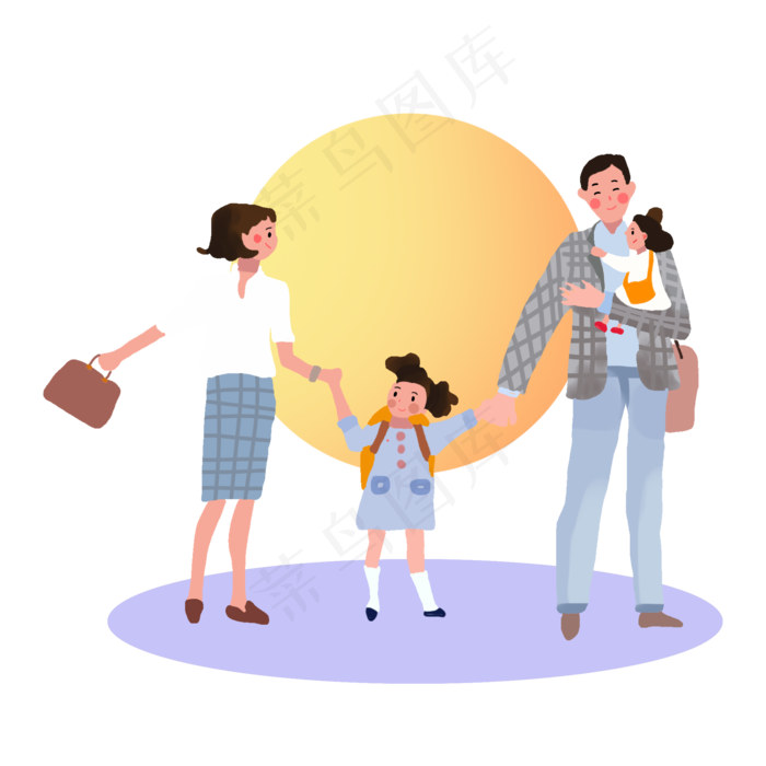 中秋节全家团圆月亮家人素材