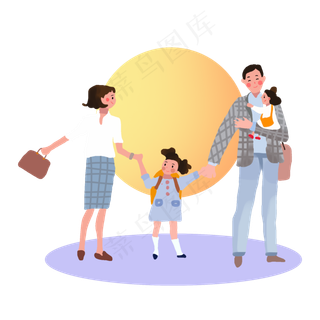 中秋节全家团圆月亮家人素材