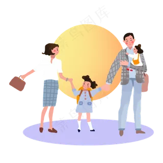 中秋节全家团圆月亮家人素材