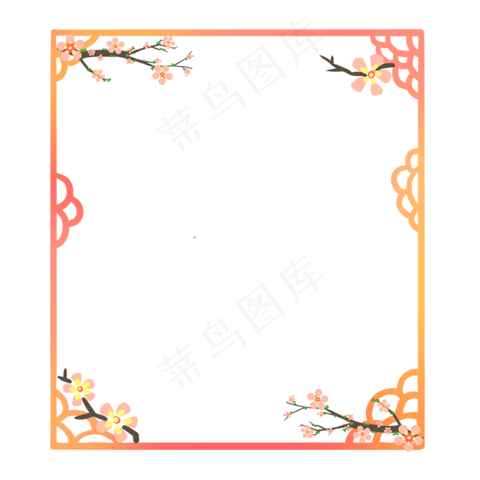 梅花树枝边框(2000X2000(DPI:300))psd模版下载