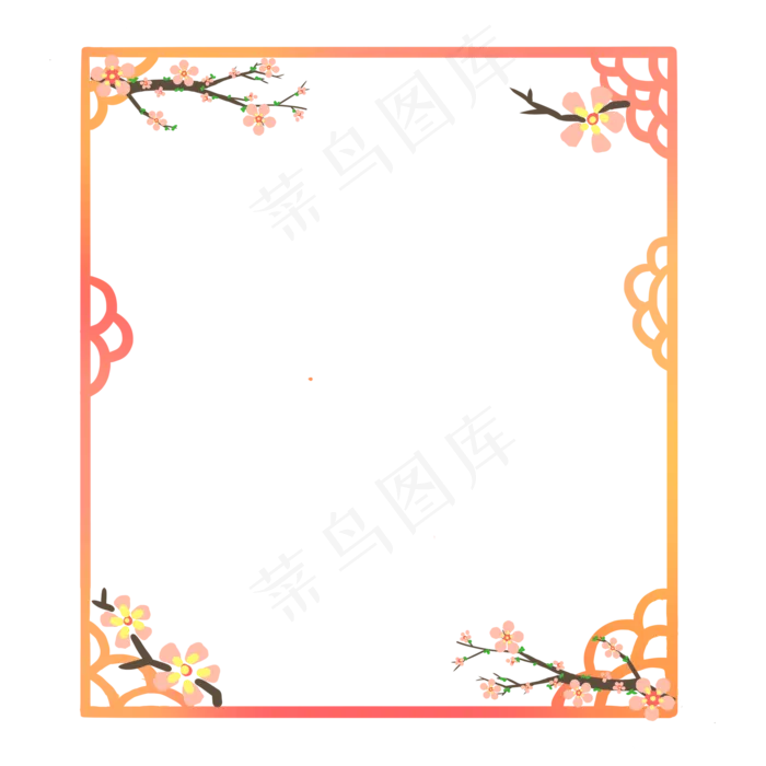 梅花树枝边框(2000X2000(DPI:300))psd模版下载