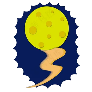 中秋满月剪纸风设计元素