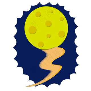 中秋满月剪纸风设计元素