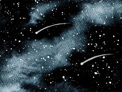 黑色深空与流星水彩背景