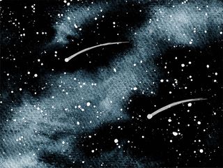 黑色深空与流星水彩背景