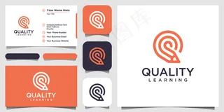 创意字母q与铅笔概念标志的灵感。和名片设计