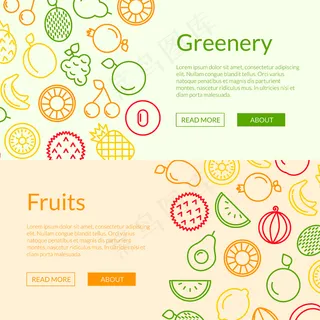 线路水果图标网页横幅banner模板插图