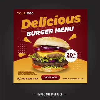 餐厅美食社交媒体帖子模板广场横幅banner