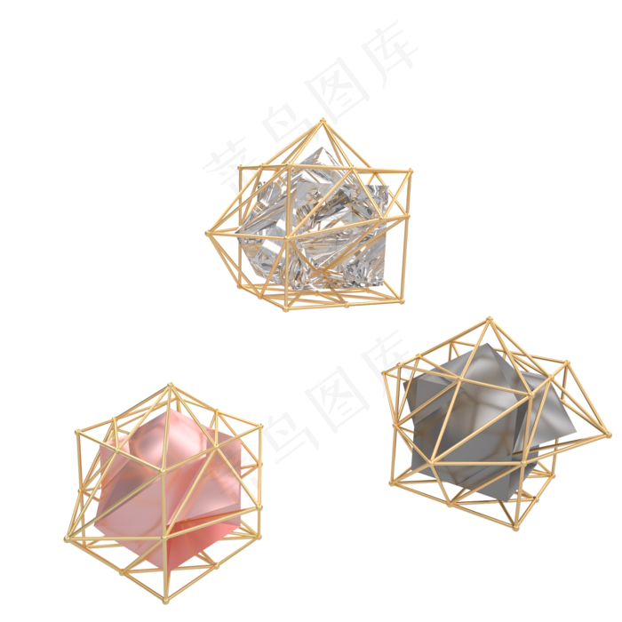 电商促销装饰彩色小元素多边形c