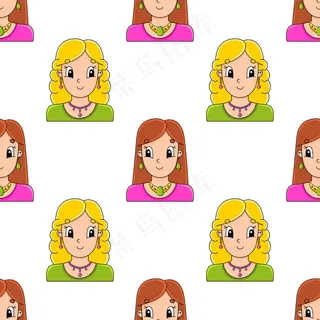 彩色无缝图案。卡通风格。手绘的。