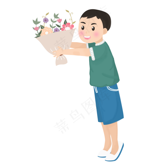 卡通手绘教师节学生鲜花素材(2000X2000(DPI:300))psd模版下载