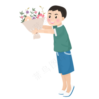 卡通手绘教师节学生鲜花素材