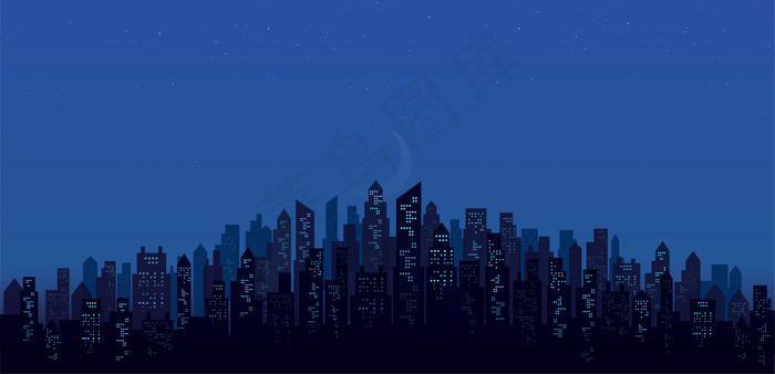 现代夜市天际景观背景eps,ai矢量模版下载