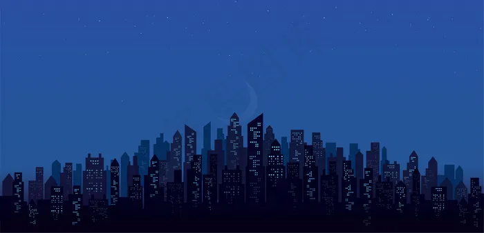现代夜市天际景观背景eps,ai矢量模版下载