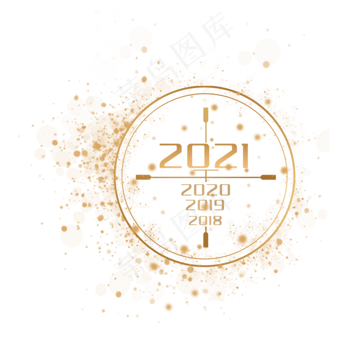 2021元旦新年金色跨年装饰(2000X2000(DPI:300))psd模版下载