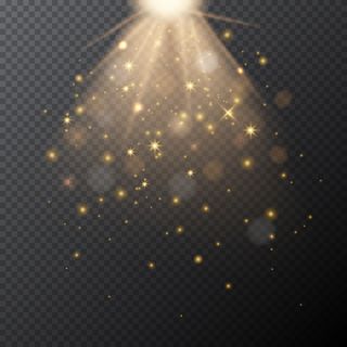 透明的金色发光，具有(bokeh)散景魔光效果。