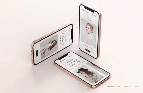 红色和金色手机屏幕实物模型样机与手机app移动应用程序app演示模板