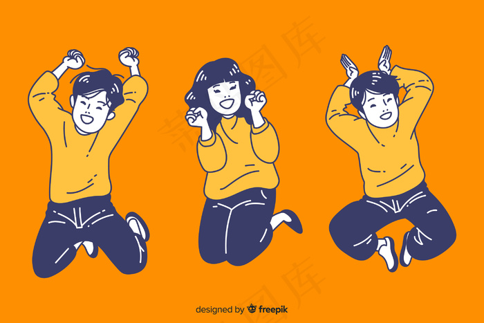 韩国绘画风格的青少年跳跃