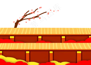 春节建筑梅花底边