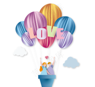 情人节热气球情侣爱立体剪纸