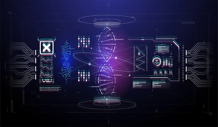 具有 dna 结构的 Hud 信息图表元素。未来派用户界面eps,ai矢量模版下载