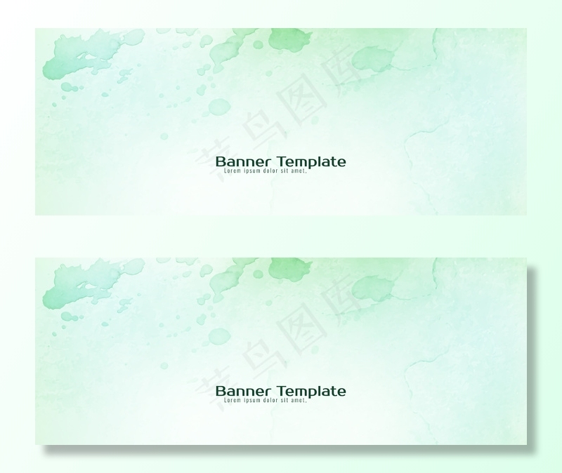 抽象水彩质感柔和的绿色横幅banner
