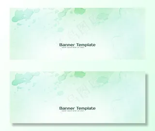 抽象水彩质感柔和的绿色横幅banner