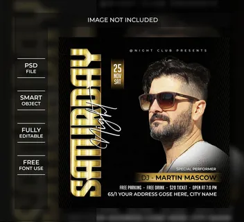 周六晚宣传单,DM传单模板或社交媒体帖子