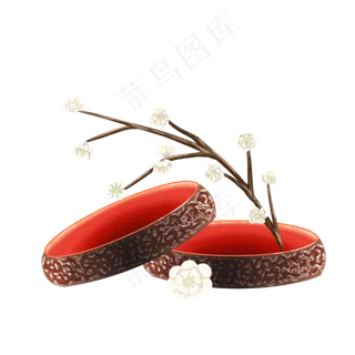 红色胭脂国风梅花