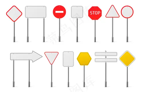 空白交通道路标志向量集