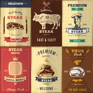 复古牛排屋海报套装