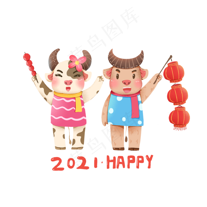 牛年春节卡通牛(2000X2000(DPI:300))psd模版下载