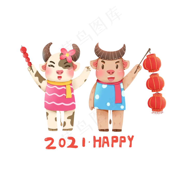 牛年春节卡通牛(2000X2000(DPI:300))psd模版下载