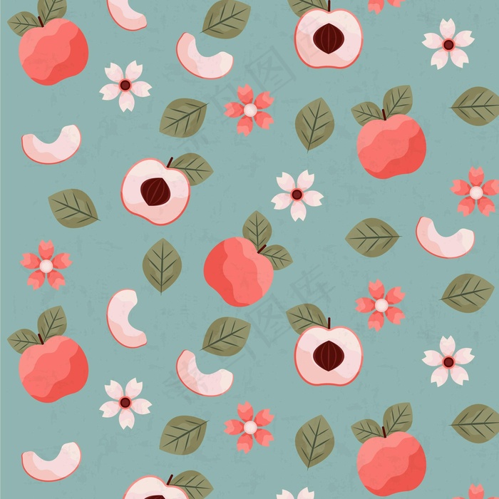 复古几何李子花果图案