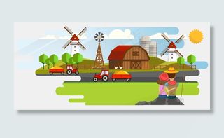 丰收季节的村庄场景