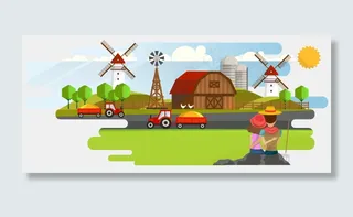 丰收季节的村庄场景