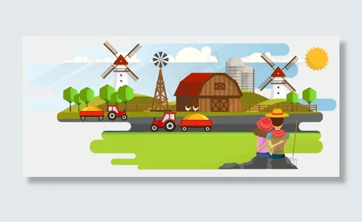 丰收季节的村庄场景 丰收季节的村庄场景