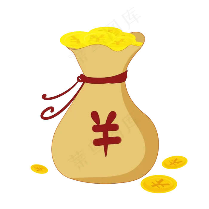 黄色金币袋子(2000X2000(DPI:762))psd模版下载